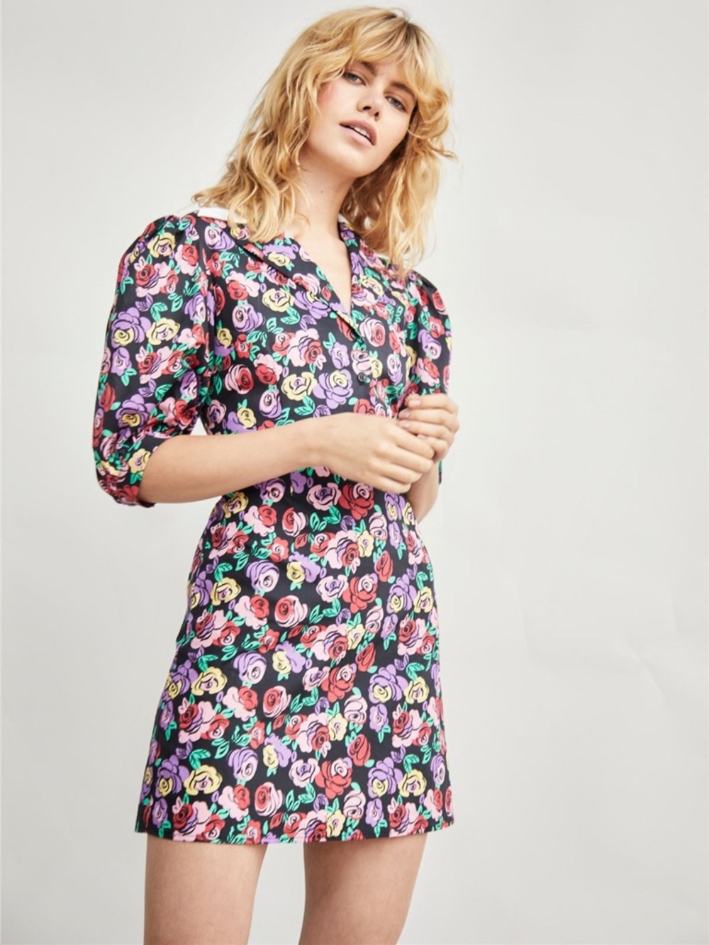 Glamorous mini floral multi color dress size 10 dark romantic
